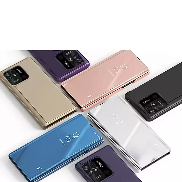 Clear View Case cover for Xiaomi Redmi 10C cover with a flap pink 12