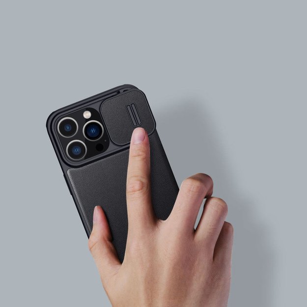 Nillkin Qin Cloth Pro Case Case for iPhone 14 Pro Max Camera Cover Holster Cover Flip Case Blue 6