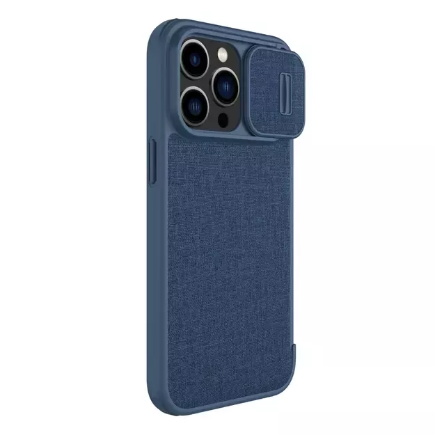 Nillkin Qin Cloth Pro Case Case for iPhone 14 Pro Max Camera Cover Holster Cover Flip Case Blue 16