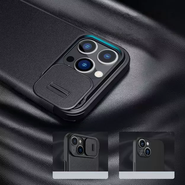 Nillkin Qin Cloth Pro Case Case for iPhone 14 Pro Max Camera Cover Holster Cover Flip Case Blue 21