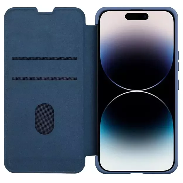 Nillkin Qin Cloth Pro Case Case for iPhone 14 Pro Max Camera Cover Holster Cover Flip Case Blue 15
