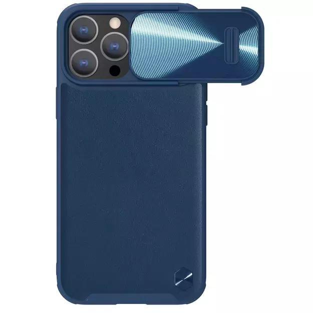Nillkin CamShield Leather S Case iPhone 14 Pro case with camera cover blue