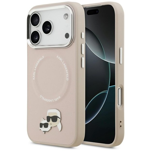Karl Lagerfeld Karl &amp  Choupette Pins MagSafe Case for iPhone 17 Pro - Pink
