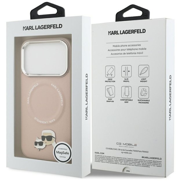 Karl Lagerfeld Karl &amp  Choupette Pins MagSafe Case for iPhone 17 Pro - Pink 7