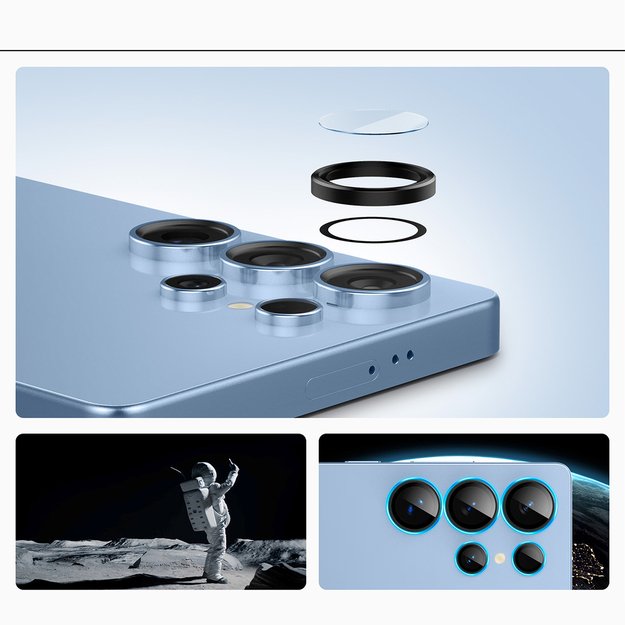 Spigen Optik Pro GLAS.TR EZ FIT 2-pack Camera Cover for Samsung Galaxy S25 Ultra - Black 7