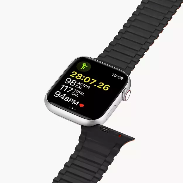 Dux Ducis Strap (Armor Version) Apple Watch SE Strap, 9, 8, 7, 6, 5, 4, 3, 2, 1 (41, 40, 38 mm) Silicone Magnetic Band Bracelet Black/Orange 16
