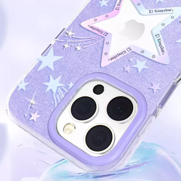 Kingxbar Heart Star Series case for iPhone 14 Plus purple star case 3