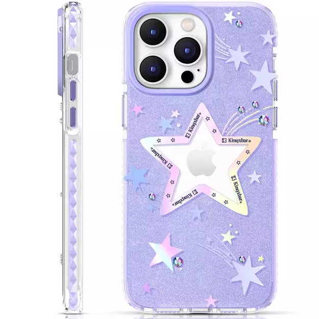Kingxbar Heart Star Series case for iPhone 14 Plus purple star case 6
