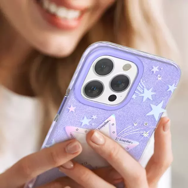 Kingxbar Heart Star Series case for iPhone 14 Plus purple star case 7