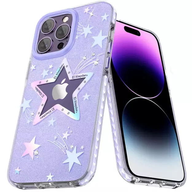 Kingxbar Heart Star Series case for iPhone 14 Plus purple star case 1
