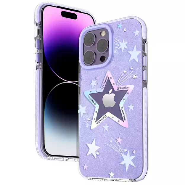 Kingxbar Heart Star Series case for iPhone 14 Plus purple star case 2
