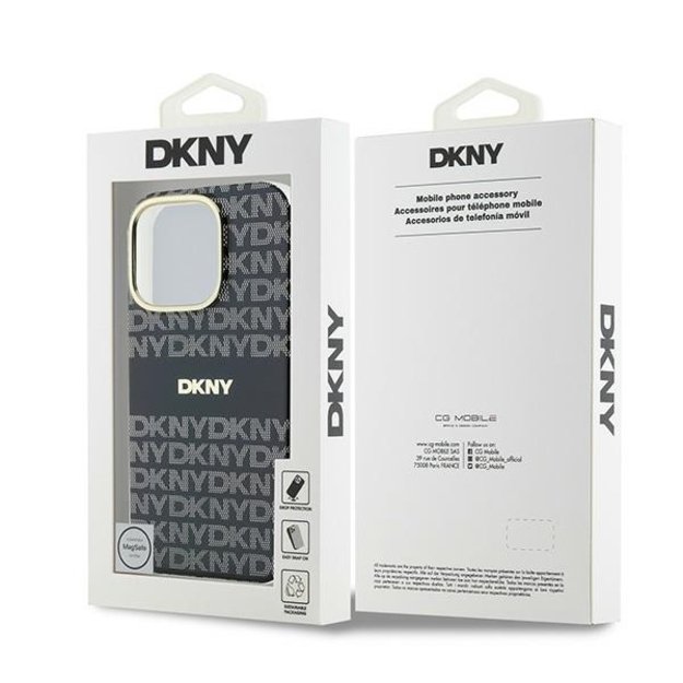 DKNY Repeat Texture Pattern With Stripe case for iPhone 16 Pro Max - black 7