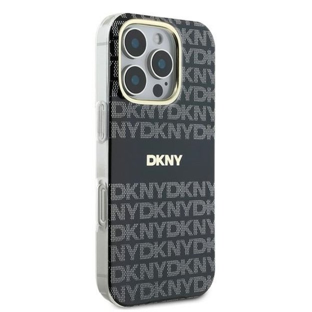 DKNY Repeat Texture Pattern With Stripe case for iPhone 16 Pro Max - black 3