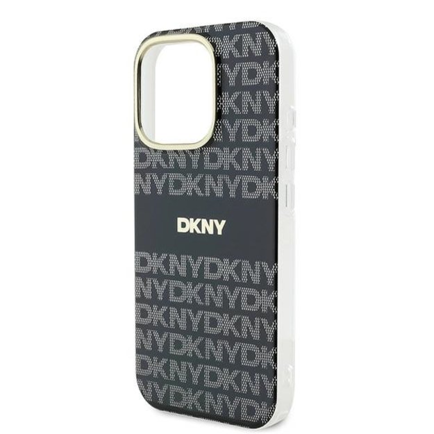 DKNY Repeat Texture Pattern With Stripe case for iPhone 16 Pro Max - black 5