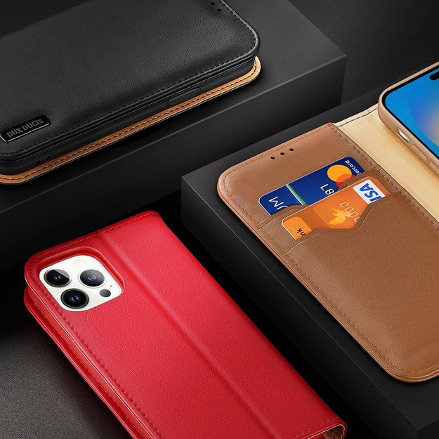 Dux Ducis Hivo Leather Flip Cover Genuine Leather Wallet for Cards and Documents iPhone 14 Pro Brown 8
