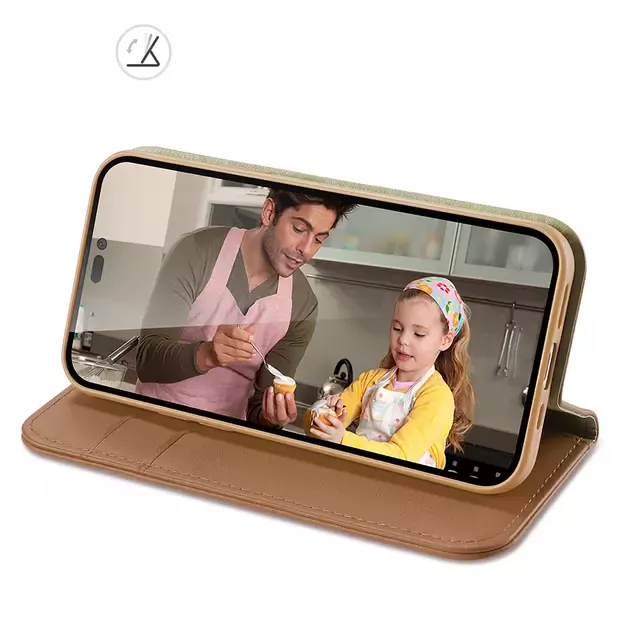 Dux Ducis Hivo Leather Flip Cover Genuine Leather Wallet for Cards and Documents iPhone 14 Pro Brown 29