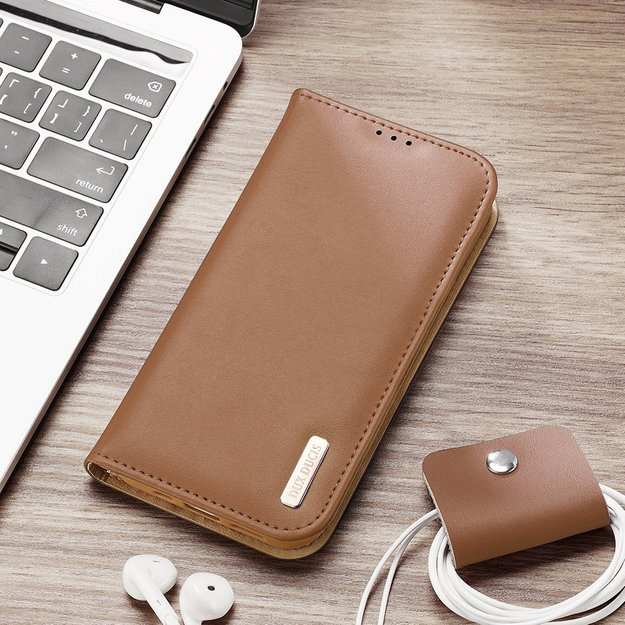 Dux Ducis Hivo Leather Flip Cover Genuine Leather Wallet for Cards and Documents iPhone 14 Pro Brown 26
