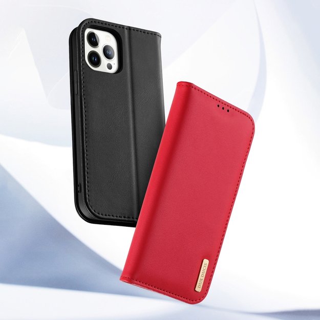 Dux Ducis Hivo Leather Flip Cover Genuine Leather Wallet for Cards and Documents iPhone 14 Pro Brown 14