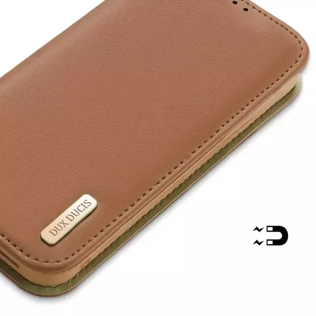 Dux Ducis Hivo Leather Flip Cover Genuine Leather Wallet for Cards and Documents iPhone 14 Pro Brown 32