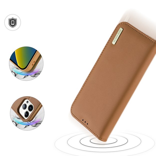 Dux Ducis Hivo Leather Flip Cover Genuine Leather Wallet for Cards and Documents iPhone 14 Pro Brown 2