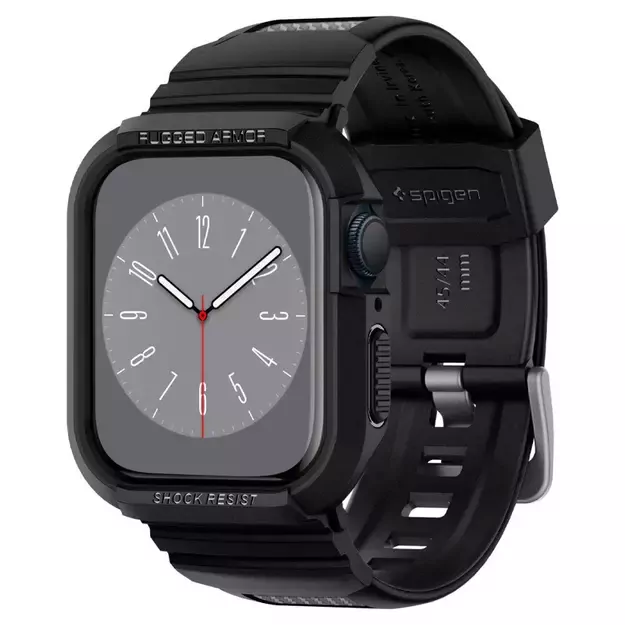 Spigen Rugged Armor Pro Case with Strap for Apple Watch 4 / 5 / 6 / 7 / 8 / SE (44/45 mm) - Black 9