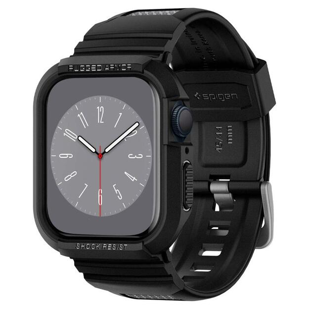 Spigen Rugged Armor Pro Case with Strap for Apple Watch 4 / 5 / 6 / 7 / 8 / SE (44/45 mm) - Black 9