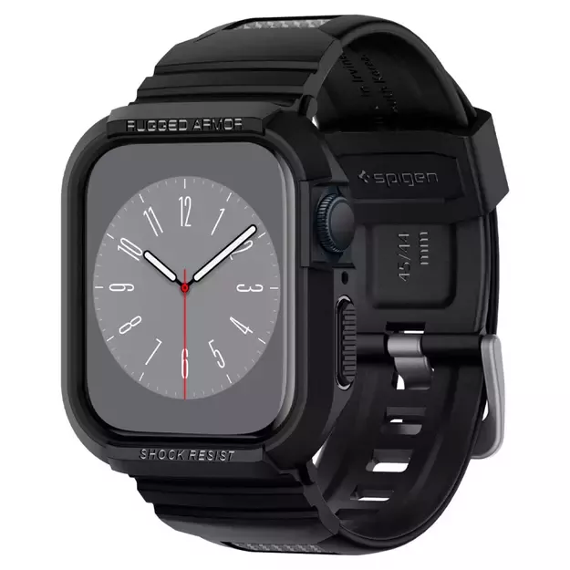 Spigen Rugged Armor Pro Case with Strap for Apple Watch 4 / 5 / 6 / 7 / 8 / SE (44/45 mm) - Black 11