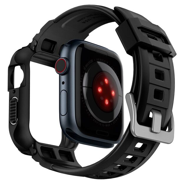 Spigen Rugged Armor Pro Case with Strap for Apple Watch 4 / 5 / 6 / 7 / 8 / SE (44/45 mm) - Black 1