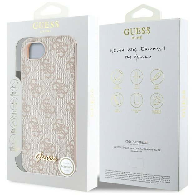 Guess 4G Script Logo MagSafe iPhone 16e Case - Pink 7