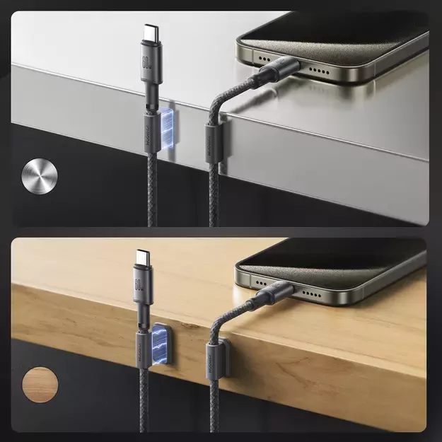 Joyroom S-A50 Unlimited Series 60W USB-C - USB-C Cable with Magnetic Organizer 1.2m - Gray 3