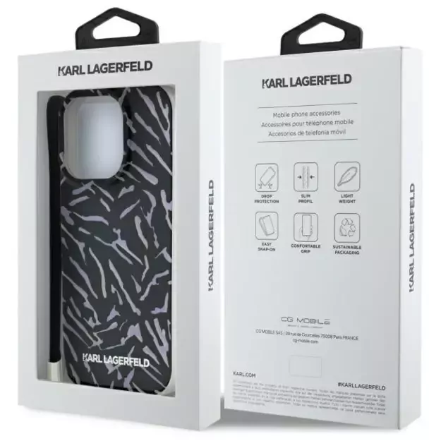 Karl Lagerfeld Zebra With Cord iPhone 16 Pro Case - Purple 12