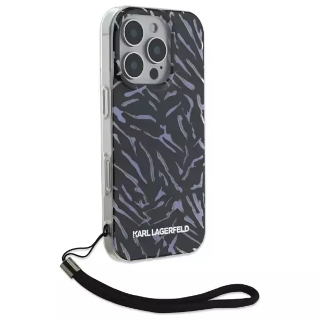 Karl Lagerfeld Zebra With Cord iPhone 16 Pro Case - Purple 8