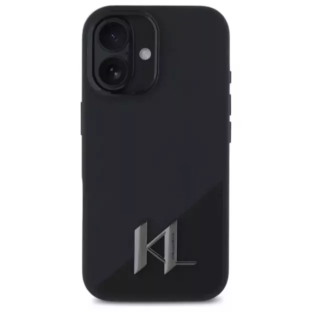 Karl Lagerfeld Silicone Shadow Metal Initial MagSafe iPhone 16 Case - Black 9