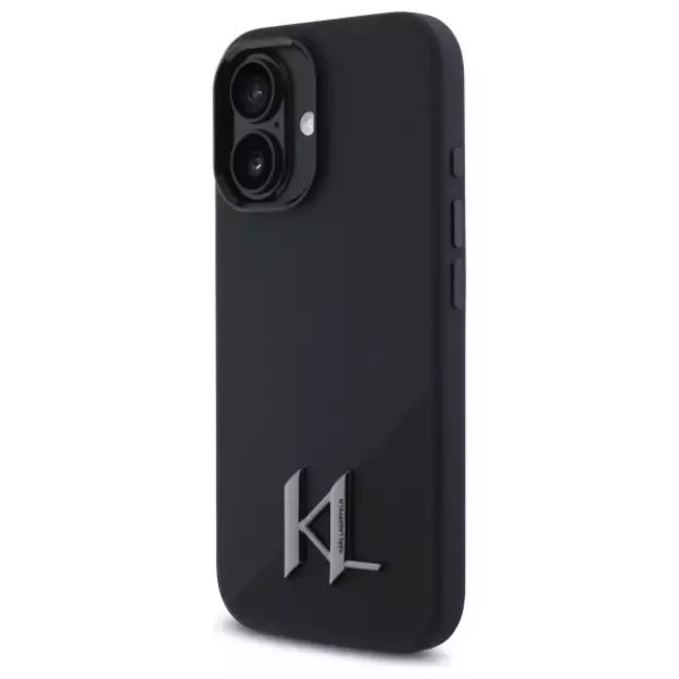 Karl Lagerfeld Silicone Shadow Metal Initial MagSafe iPhone 16 Case - Black 8