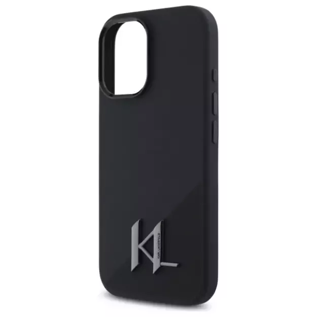 Karl Lagerfeld Silicone Shadow Metal Initial MagSafe iPhone 16 Case - Black 12