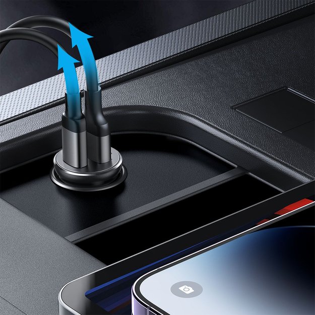 Joyroom JR-CCN05 30W USB-A USB-C mini car charger - black 7