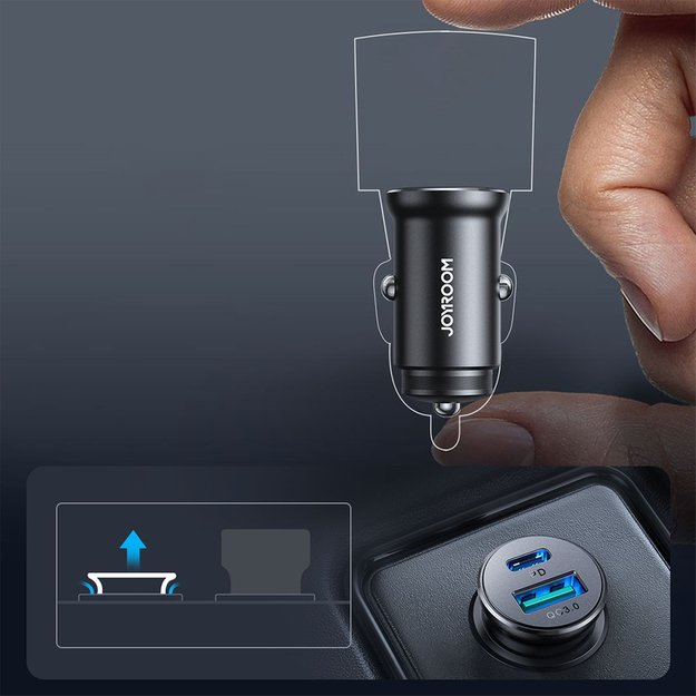 Joyroom JR-CCN05 30W USB-A USB-C mini car charger - black 5