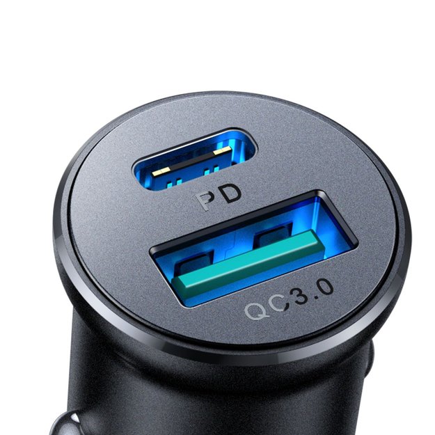 Joyroom JR-CCN05 30W USB-A USB-C mini car charger - black 3