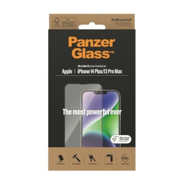 PanzerGlass Ultra-Wide Fit Antibacterial Tempered Glass for iPhone 14 Plus / 13 Pro Max 5