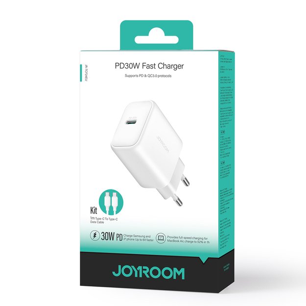 Joyroom JR-TCF24 USB-C PD 30W QC SFC network charger - white + 1m USB-C cable 8