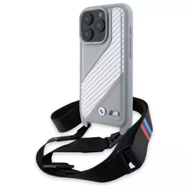 BMW M Edition Carbon Stripe &amp  Strap iPhone 16 Pro Max Case - Gray