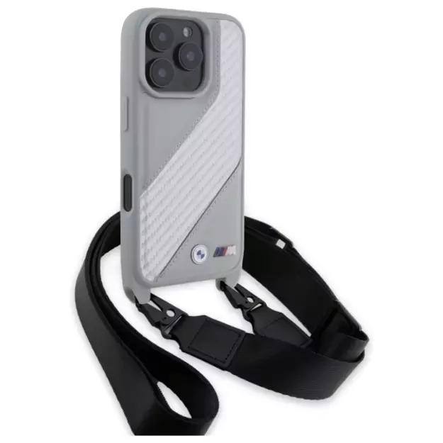 BMW M Edition Carbon Stripe &amp  Strap iPhone 16 Pro Max Case - Gray 2