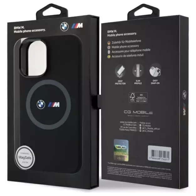 BMW M Silicone Printed Ring MagSafe iPhone 16 Case - Black 14