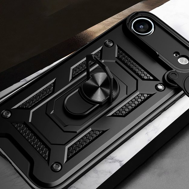 Hybrid Armor Camshield iPhone 17 Air Case with Stand and Camera Cover - Black 4
