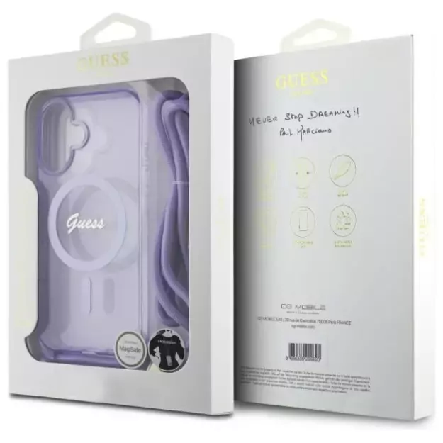 Guess Crossbody Cord Script MagSafe iPhone 16 Case - Purple 12