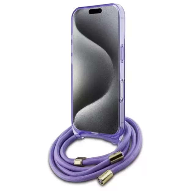 Guess Crossbody Cord Script MagSafe iPhone 16 Case - Purple 9