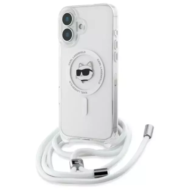 Karl Lagerfeld IML Choupette Head &amp  Cord Magsafe iPhone 16 Case - Clear