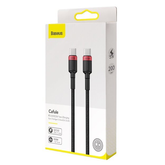 Baseus CATKLF-AL91 USB-C - USB-C PD QC cable 100W 5A 480Mb/s 2m - black and red 21