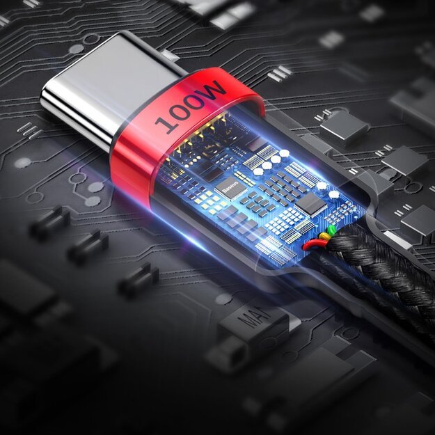 Baseus CATKLF-AL91 USB-C - USB-C PD QC cable 100W 5A 480Mb/s 2m - black and red 12
