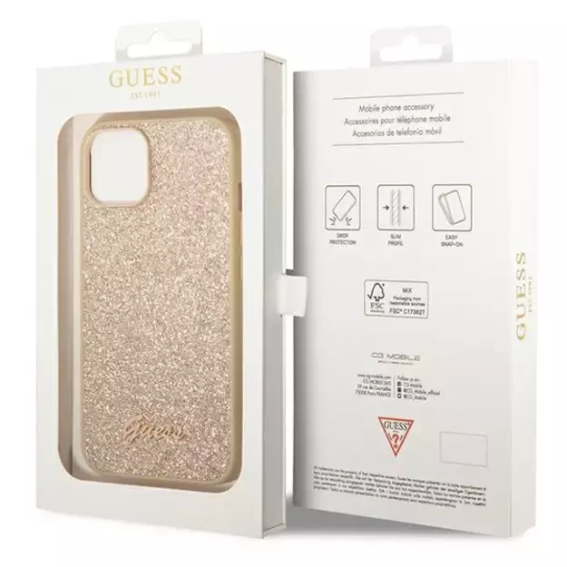 Guess GUHCP14MHGGSHD iPhone 14 Plus 6,7  złoty/gold hard case Glitter Script 7